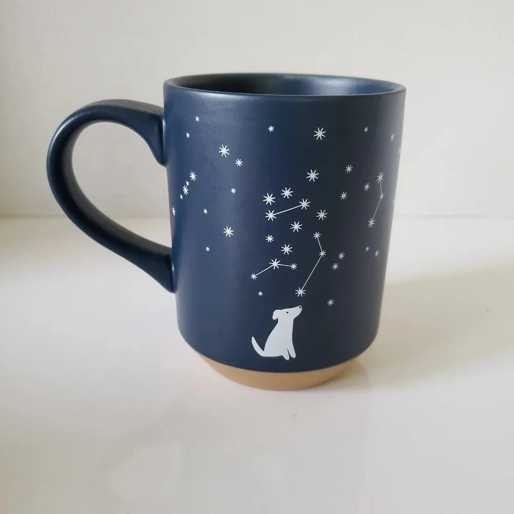 Pet Shop by Fringe Studio Blue/Tan Celestial Dog  Stoneware Mug.